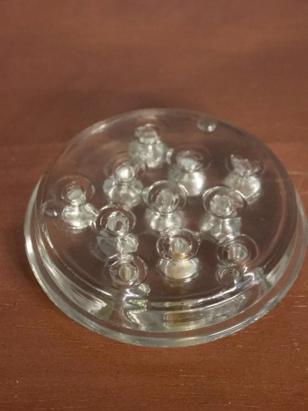 Flower Frog Vintage Clear Glass 11 Holes 3.5 Inch